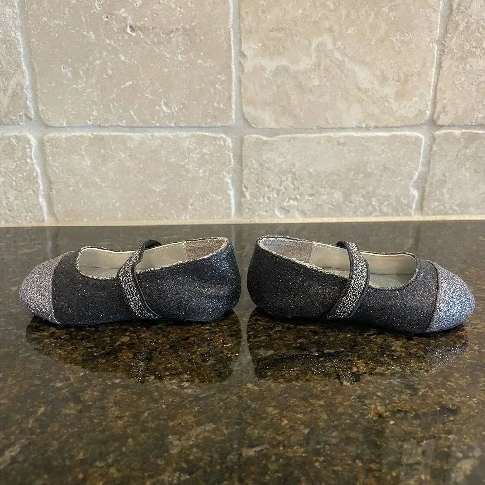 Stuart Weitzman Baby Shoes Size 2‎ Baby Cupcake Black/Pewter Sparkle